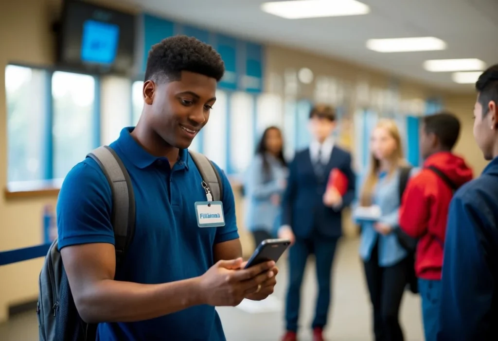 A student using eHallpass to check in for safety at school