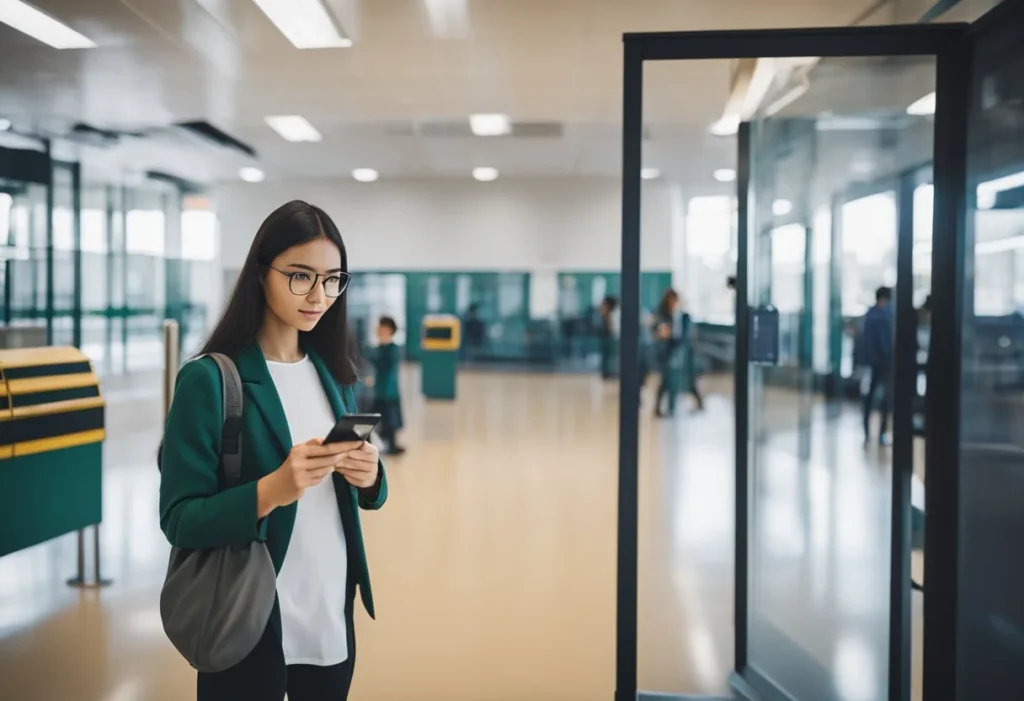 A student creating ehallpass in school