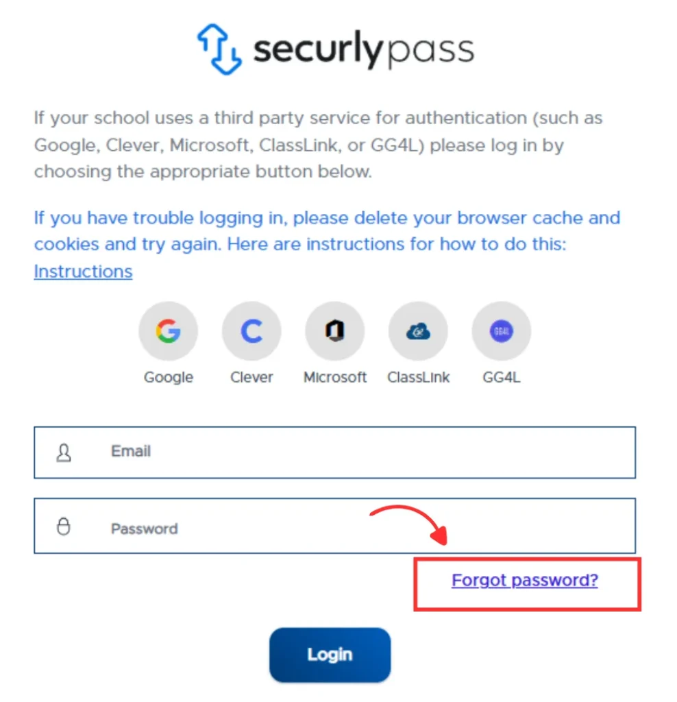 Forgot Password ehallpass (Securlypass)